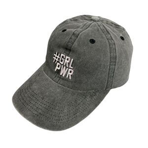 #GRL PWR Girl Power Cap Hat Black Denim Glitter Embroidery Adjustable